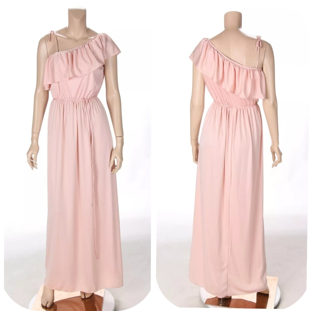 Dance Allure Vintage 80s Pink Maxi Bridesmaid Party Prom Dress sz 12